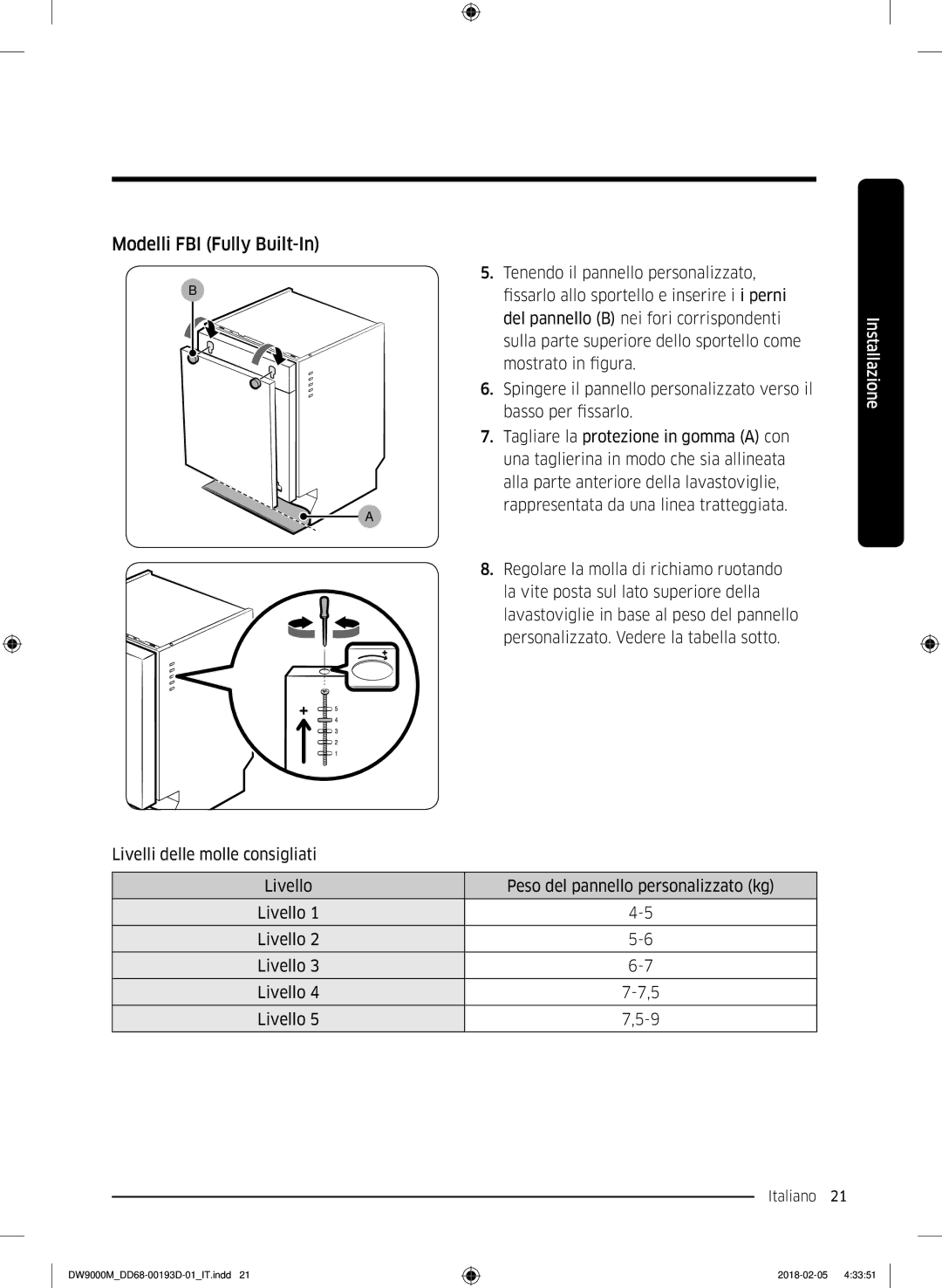 Samsung DW60M9530BB/ET, DW60M9970US/ET, DW60M9550BB/ET manual Italiano 21  